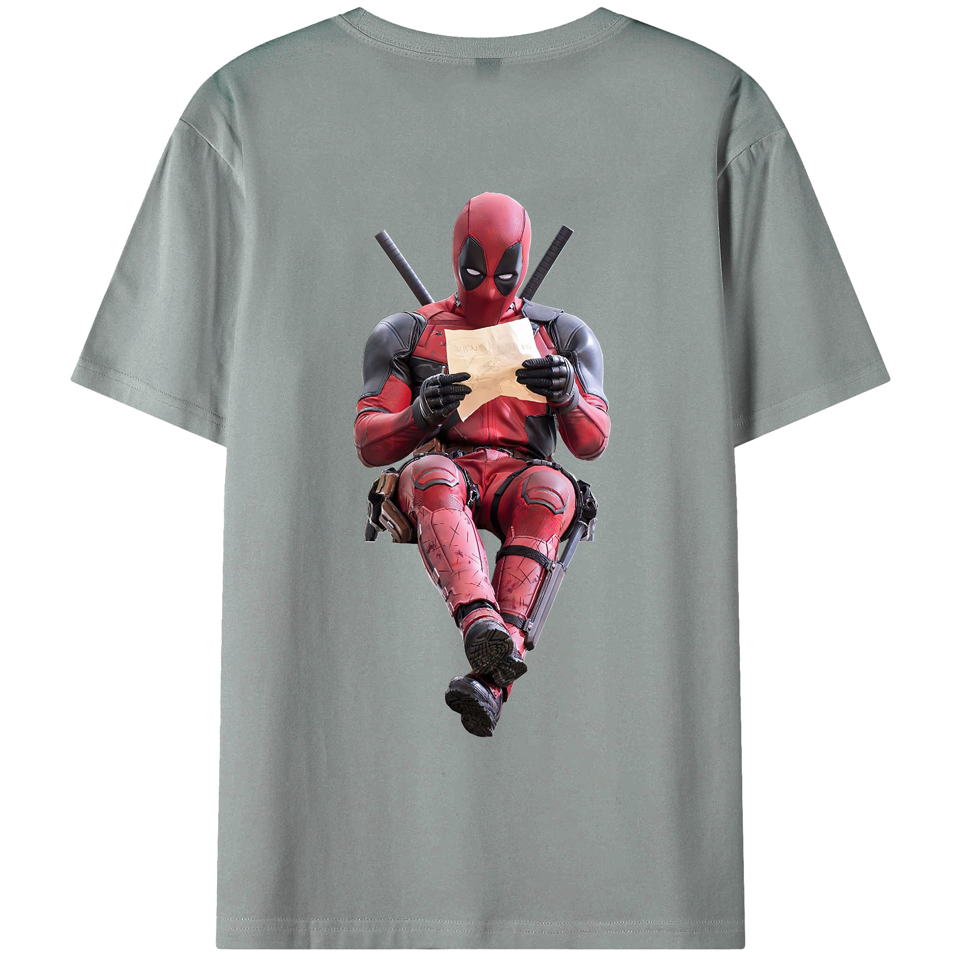 （画像用） Deadpool デッドプール 綿100％ メンズ半袖Tシャツ（バックプリント） 通気性